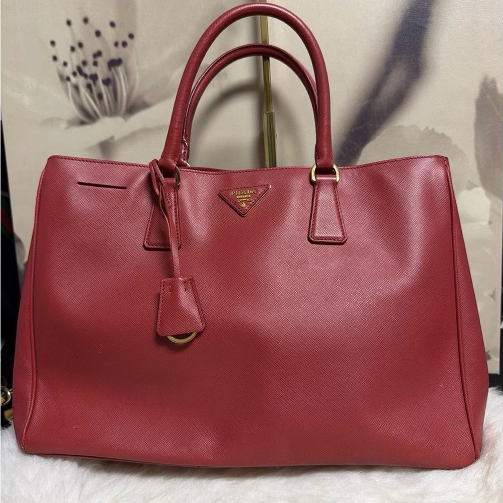 Prada Saffiano Leather red Tote Bag size large